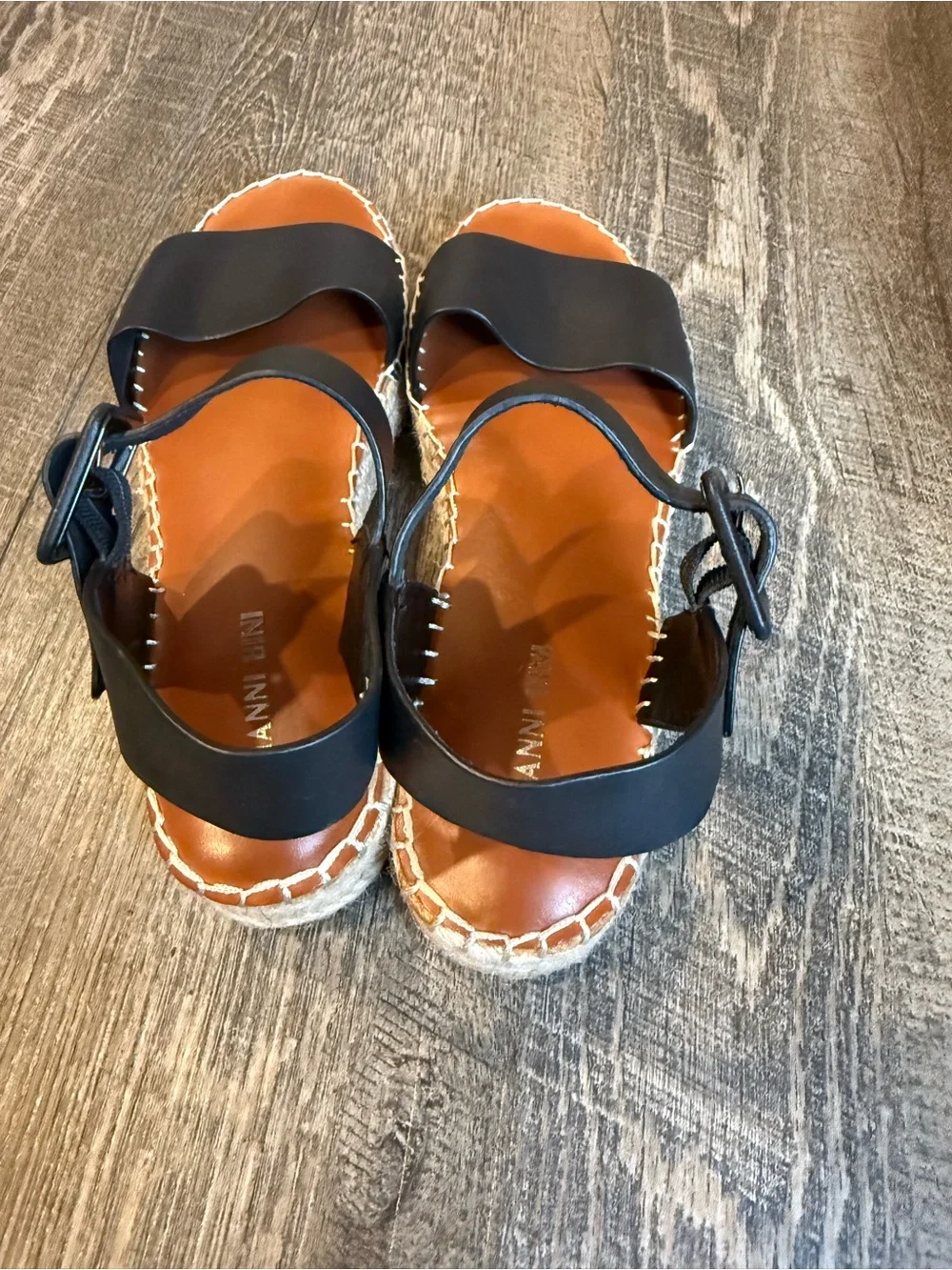 Gianni Bini Black and Tan Espadrille Sandals